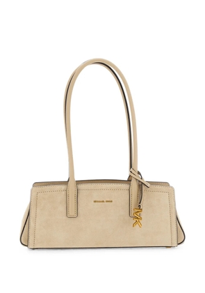 Michael Michael Kors logo-plaque suede tote bag - Neutrals