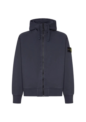 Stone Island logo-patch zip-up hoodie - Blue