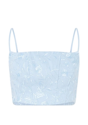 Camilla Seville Sweetheart floral-embroidered corset crop top - Blue