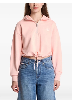Calvin Klein Monologo quarter-zip drawstring hoodie - Pink