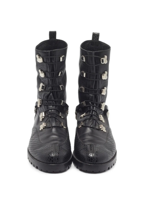 Christian Louboutin Pre-Owned chain-strap-detail combat boots - Black