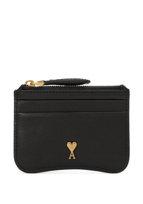 AMI Paris Paris Paris zipped cowhide-leather card holder - Black