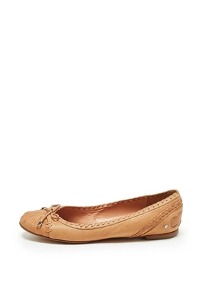 Christian Dior Pre-Owned bow-detail whipstitch ballet flats - Neutrals