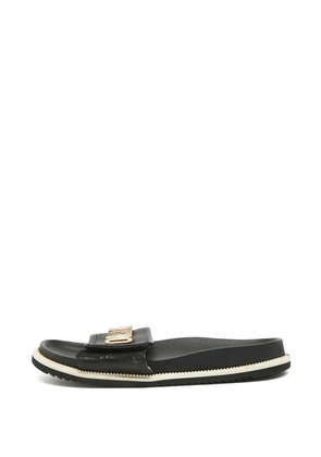 Moschino Pre-Owned logo-plaque sandals - Black