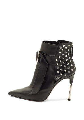 Alexander McQueen Pre-Owned pointed-toe buckled ankle boots - Black