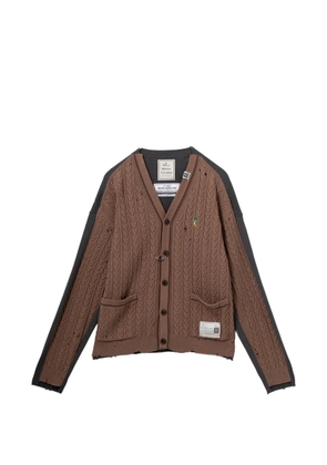 Maison MIHARA YASUHIRO logo-embroidered cable-knit cardigan - Brown