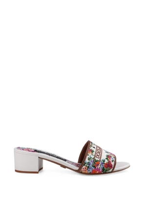 Dolce & Gabbana nappa leather mules with embroidery - White
