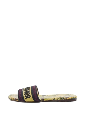 Christian Dior Pre-Owned Dway logo-embroidered slides - Yellow