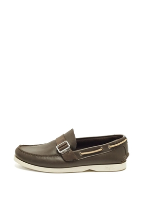 Ferragamo Pre-Owned Gancini buckle-embellishment boat shoes - Brown