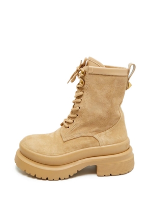 Valentino Garavani Pre-Owned leather combat boots - Neutrals
