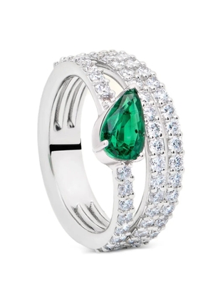 Jewels Aficionado diamond and emerald ring - Silver