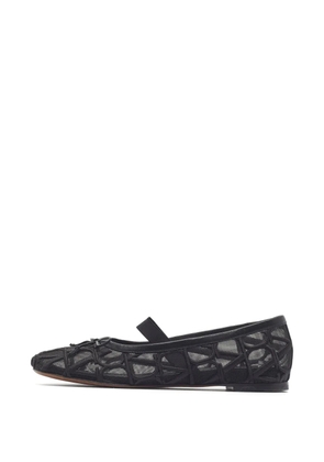 Valentino Garavani Pre-Owned Toile Iconographe leather ballet flats - Black