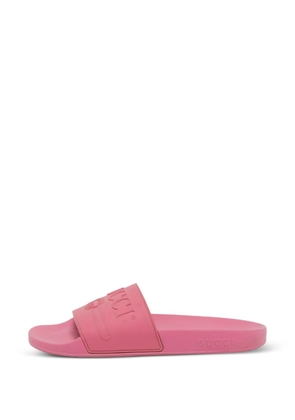 Gucci Pre-Owned logo-embossed pool slides - Pink