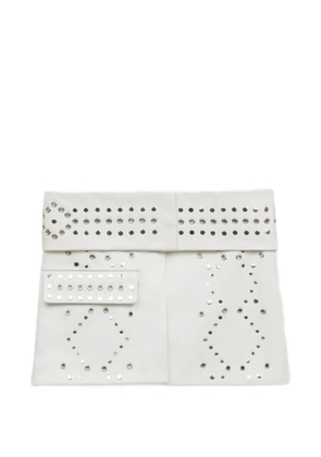 Marni white leather mini skirt with studs