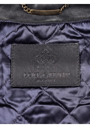 Dolce & Gabbana Pre-Owned embroidered leather jacket - Blue