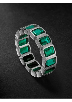 42 SUNS - 14-Karat White Gold Emerald Eternity Ring - Men - Green - 59