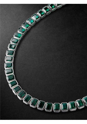 42 SUNS - 14-Karat White Gold Emerald Tennis Necklace - Men - Green