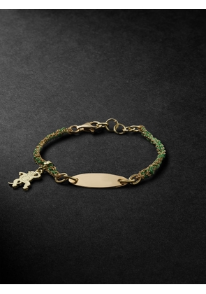 Carolina Bucci - Kids Lucky ID Tag Monkey Gold and Silk Bracelet - Men - Green