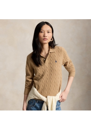 Cable-Knit Wool-Cashmere Polo Jumper