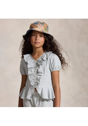 Striped Ruffled Cotton Oxford Shirt