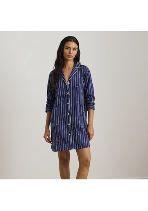 Logo Striped Sateen Sleep Shirt
