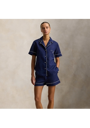 Linen-Cotton Shirt & Shorts Pyjama Set