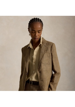 Single-Breasted Glen Plaid Linen Blazer