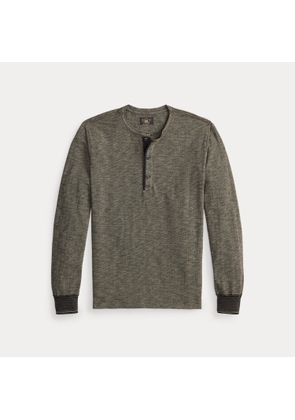 Indigo Jacquard Henley Shirt