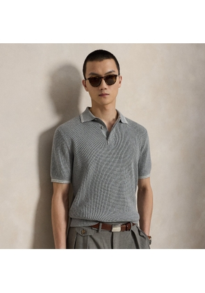 Waffle-Knit Cotton Polo Jumper