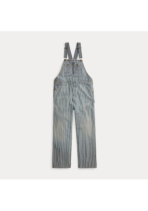 Indigo Striped Twill Overalls