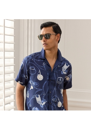 Automobile-Print Silk Camp Shirt