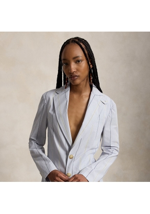 Single-Breasted Striped Cotton Blazer