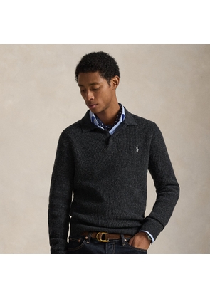 Textured Wool-Cotton Polo-Collar Jumper
