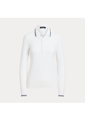 Slim Fit Rib-Knit Long-Sleeve Polo Shirt