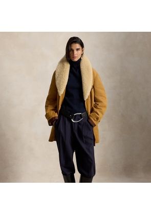 Shearling-Trim Canvas Ranch Coat