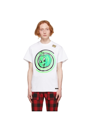 99%IS- White Spiral Apple Mesh-Eye T-Shirt