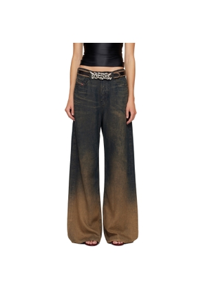 Diesel Blue & Brown Relaxed 1996 D-Sire Jeans