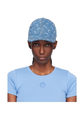 Marine Serre Blue Moon Laser Denim Baseball Cap