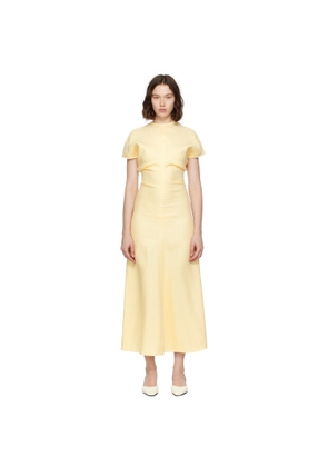 TOTEME Yellow Slouch Waist Basketweave Midi Dress