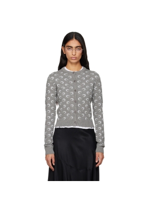 Marine Serre Gray Moon Jacquard Knit Fitted Cardigan