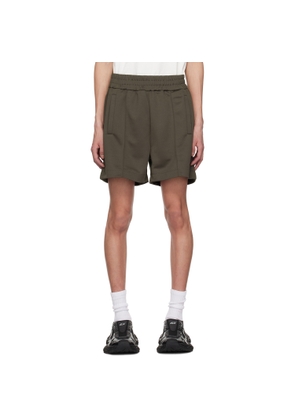Palm Angels Gray Curved Logo Shorts