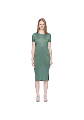 PLEATS PLEASE ISSEY MIYAKE Green Monthly Colors June Midi Dress