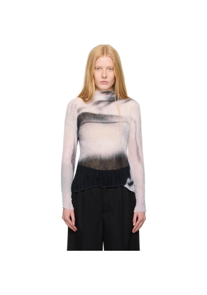 ISSEY MIYAKE White & Black Shadow Study Pleats Chiffon Twist Turtleneck