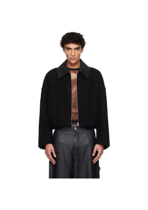 Jean Paul Gaultier Black Heavy Wool Bomber Jacket