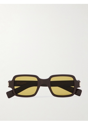 SAINT LAURENT - Rectangular-Frame Acetate Sunglasses - Men - Brown