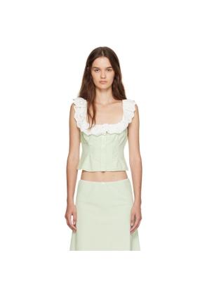 GUIZIO Green Gingham Paloma Lace Top