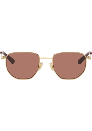 Bottega Veneta Gold Split Metal Sunglasses