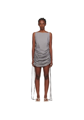 Baserange Gray Pictorial Strap Midi Dress