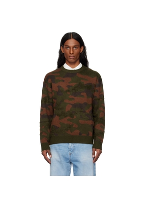 Dime Green & Brown Camo Chenille Knit Sweater