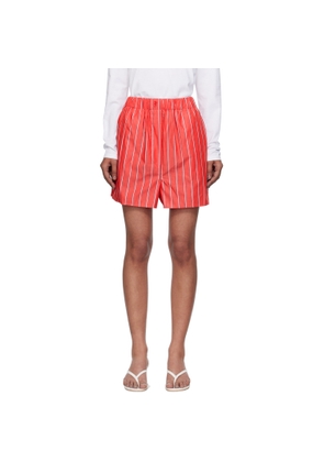 The Frankie Shop Red & White Lui Striped Cotton Boxer Shorts